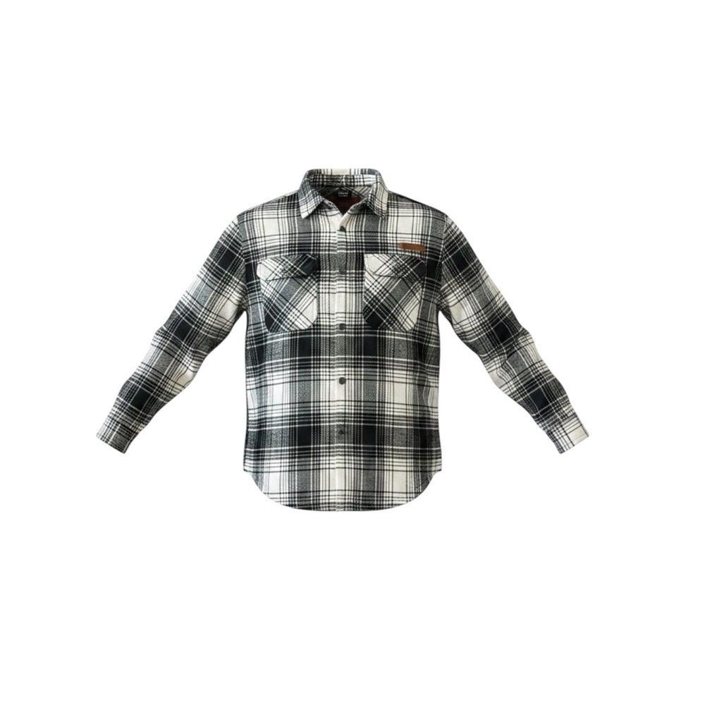 Home Free Mens Black White Plaid Snap Front Flannel Shirt Jacket S Carolina M